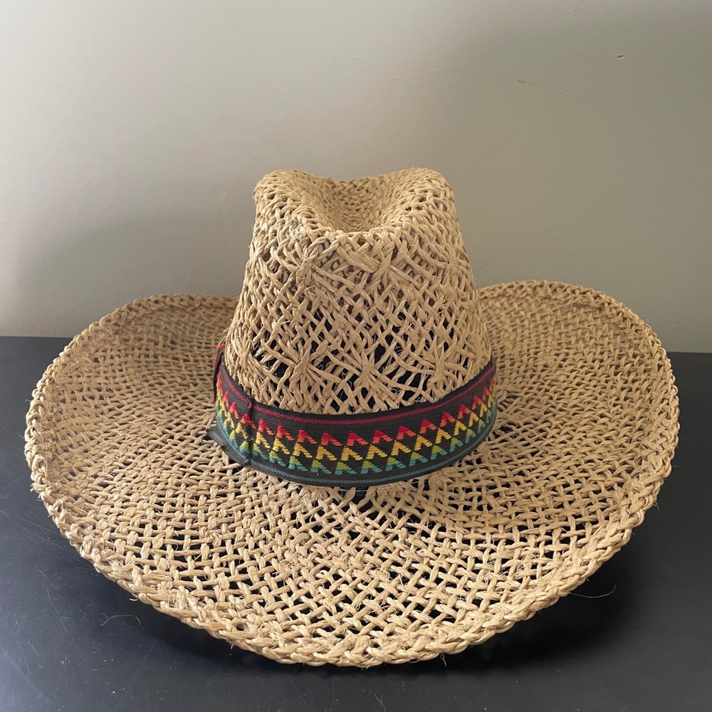 American Hat Company Tumble Weave Straw Cowboy Hat - 7 1/4‎ Colorful Embroidered